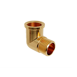 Joelho 90º de Latão Decapado - Rosca Macho x Fêmea 1/2